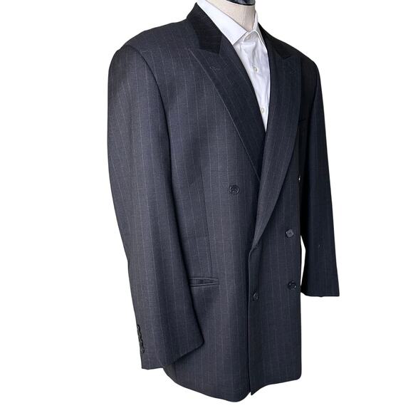 Joseph Abboud Men 46L Double Breasted Blazer Sport Coat BLazer Super 100s - Picture 4 of 12